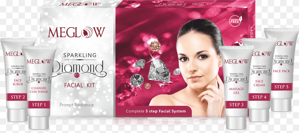 Meglow Diamond Sparkle Facial Kit Facial, Accessories, Bottle, Lotion, Jewelry Png Image