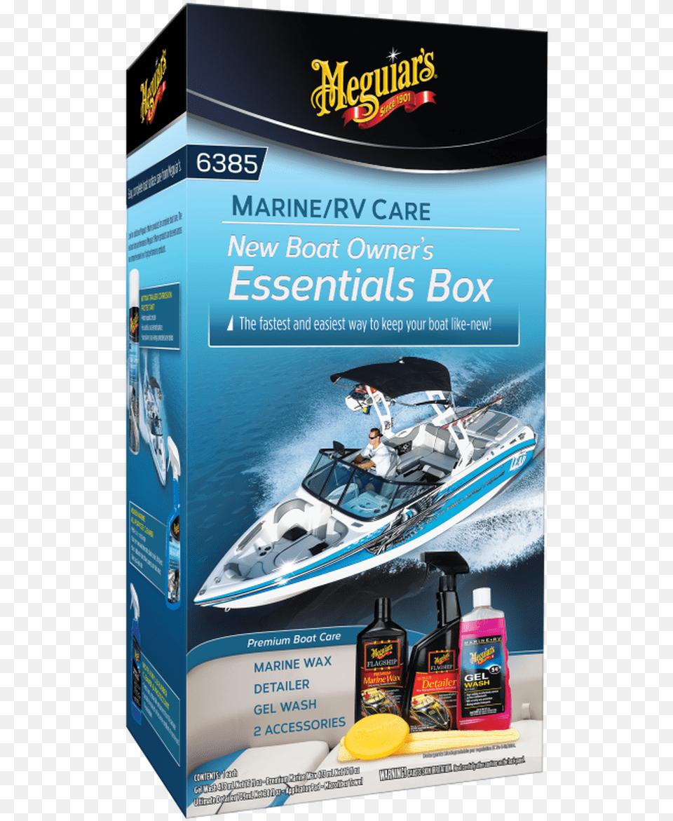 Meguiar S Marine Amp Rv New Boat Owners Essentials Detailing, Transportation, Vehicle, Advertisement, Person Free Transparent Png