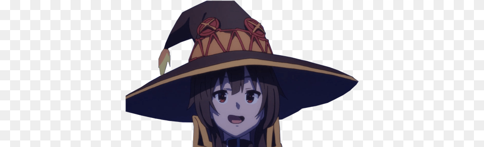 Megumin Head Cartoon, Hat, Clothing, Face, Person Png Image