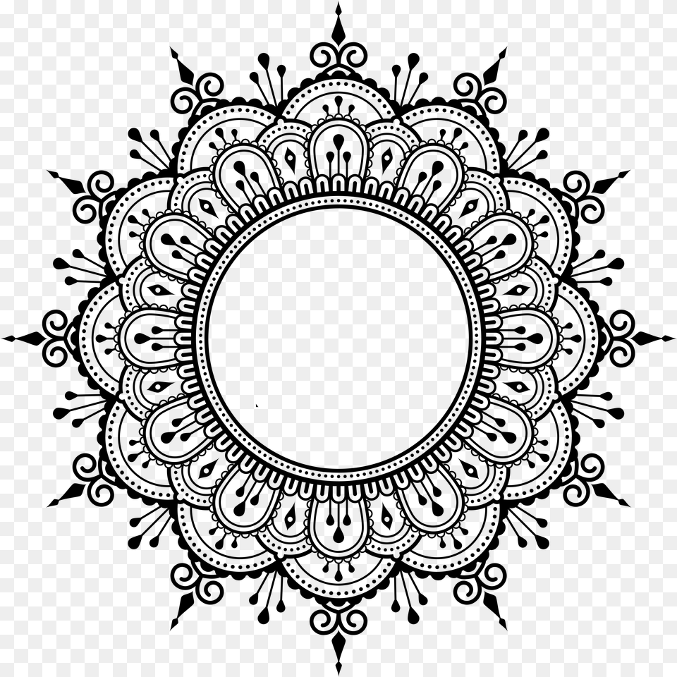 Mehndi Henna Mandala Transparent Background Henna, Gray Free Png Download