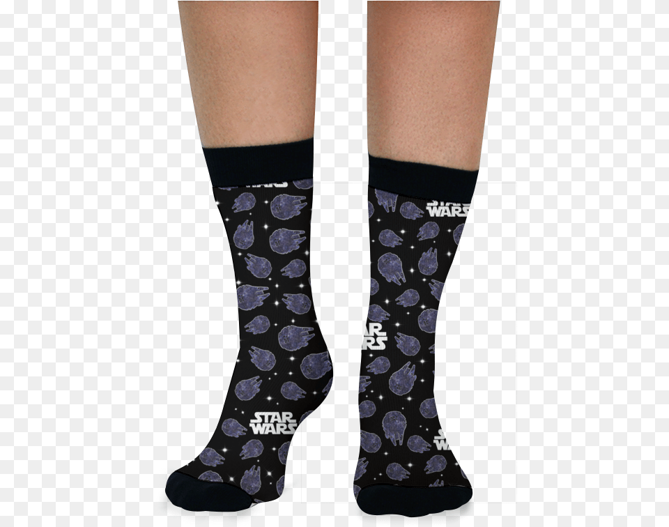 Meia Millenium Falcon De Anagaby Illustrationsna Meia Deus Star Wars, Clothing, Hosiery, Sock, Person Png Image