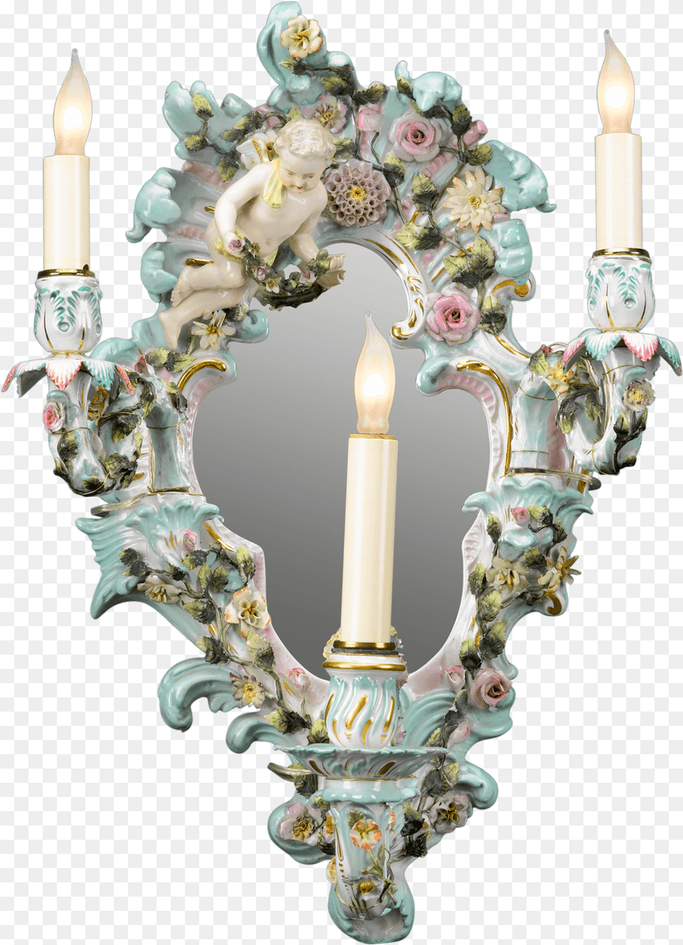 Meissen Style Porcelain Wall Sconce Dresden Ceramic Wall Sconce, Baby, Person, Hanukkah Menorah, Festival Png Image
