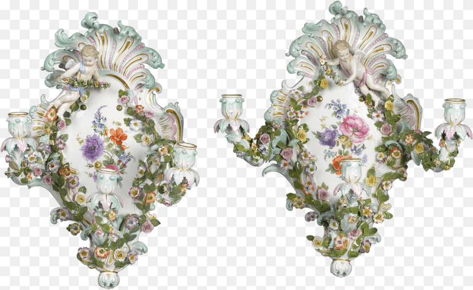 Meissen Wall Sconces Earrings, Art, Porcelain, Lamp, Chandelier Free Transparent Png