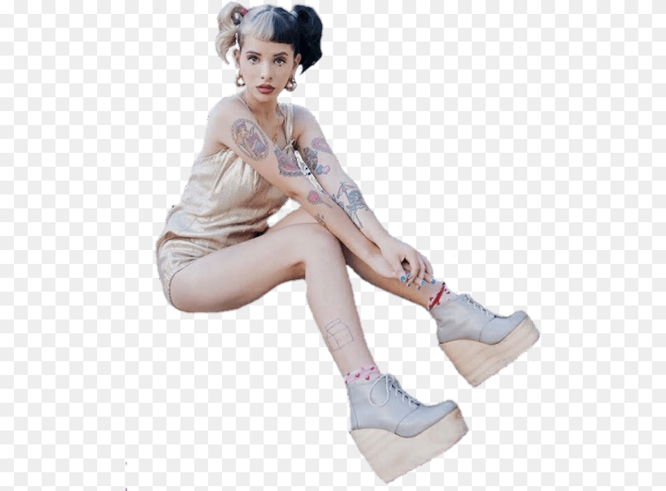 Mel Melanie And Melanie Martinez Melanie Martinez Sitting, Person, Clothing, Footwear, Shoe Free Png Download