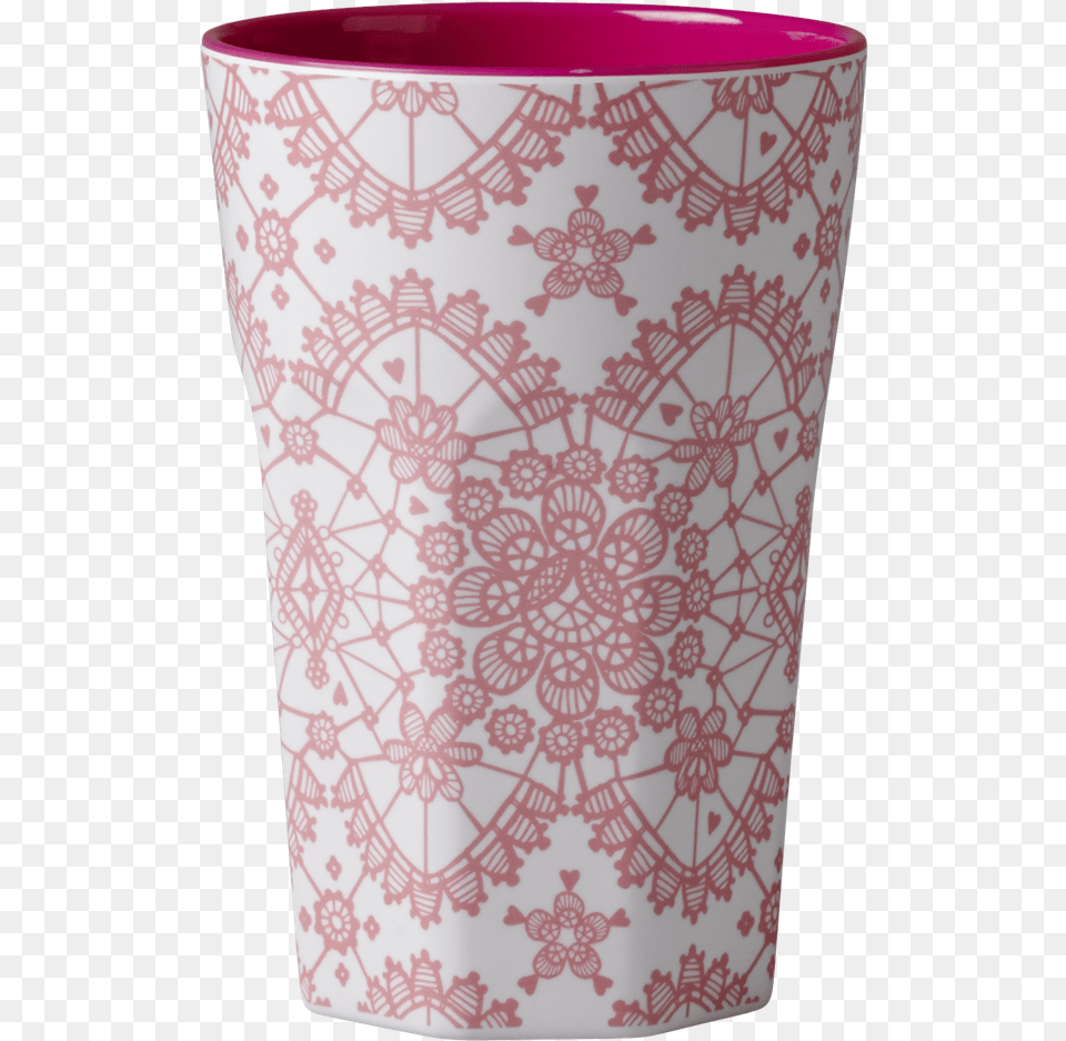 Melamin Two Tone Cup Wlace Print Melamine Two Tone Tall Cup With Coral Lace Print Fuchsia, Art, Porcelain, Pottery, Jar Free Transparent Png