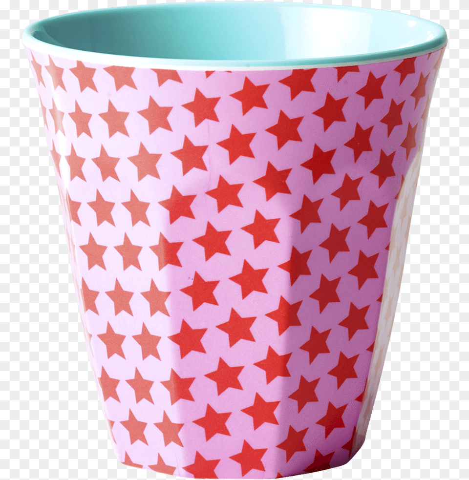 Melamine Cup With Pink And Red Star Print Two Tone Medium Rice Melamin Becher Medium, Art, Porcelain, Pottery, Jar Free Png Download