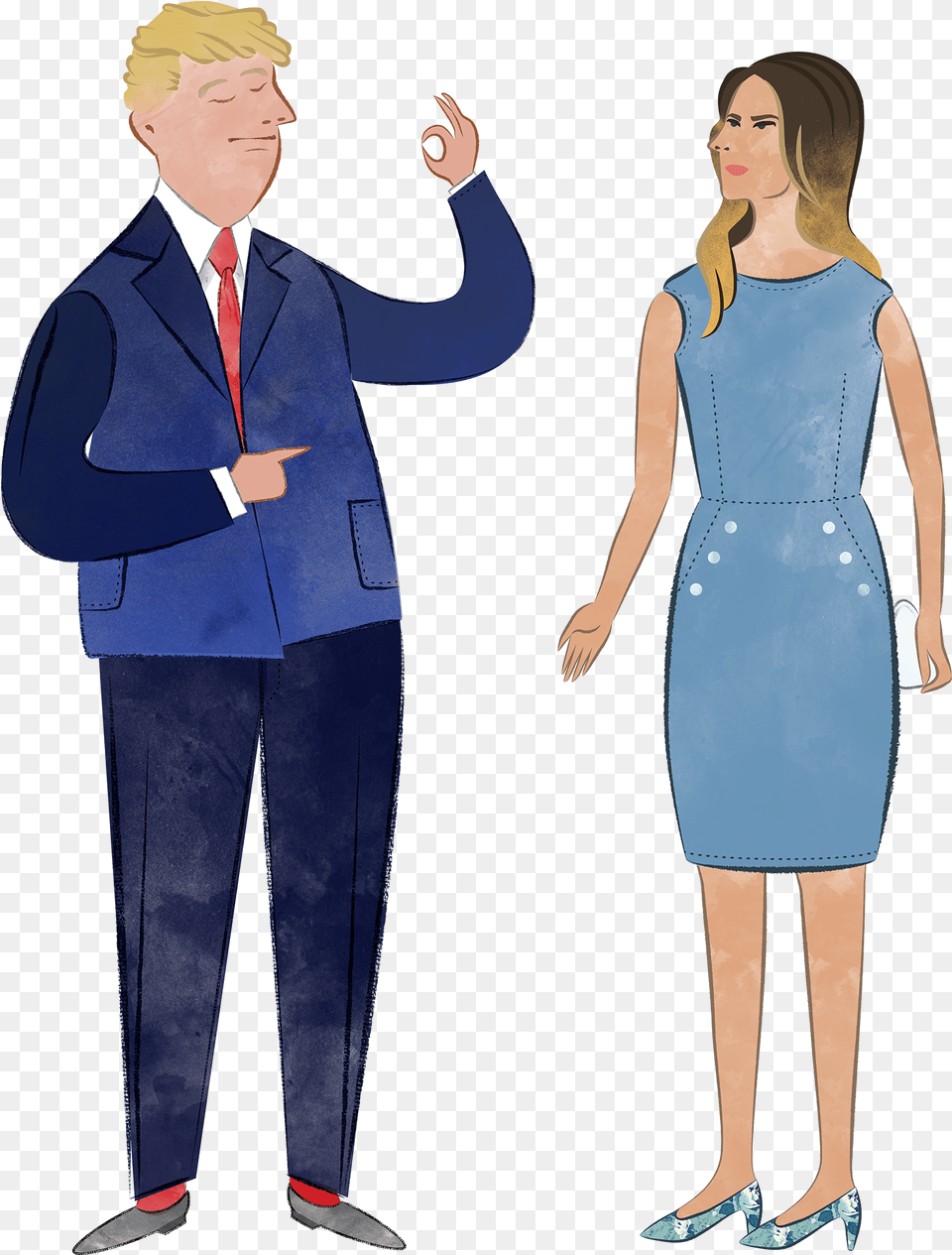 Melania And Donald Trump Illustration Standing, Clothing, Suit, Dress, Formal Wear Png