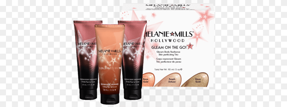 Melanie Mills Hollywood Gleam On The Go Kit 2 Melanie Mills Gleam On The Go, Bottle, Lotion, Cosmetics Free Png