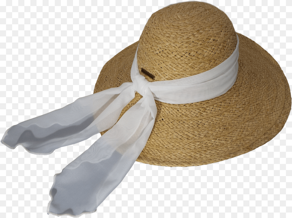 Melanie White Bow Beige, Clothing, Hat, Sun Hat Png Image