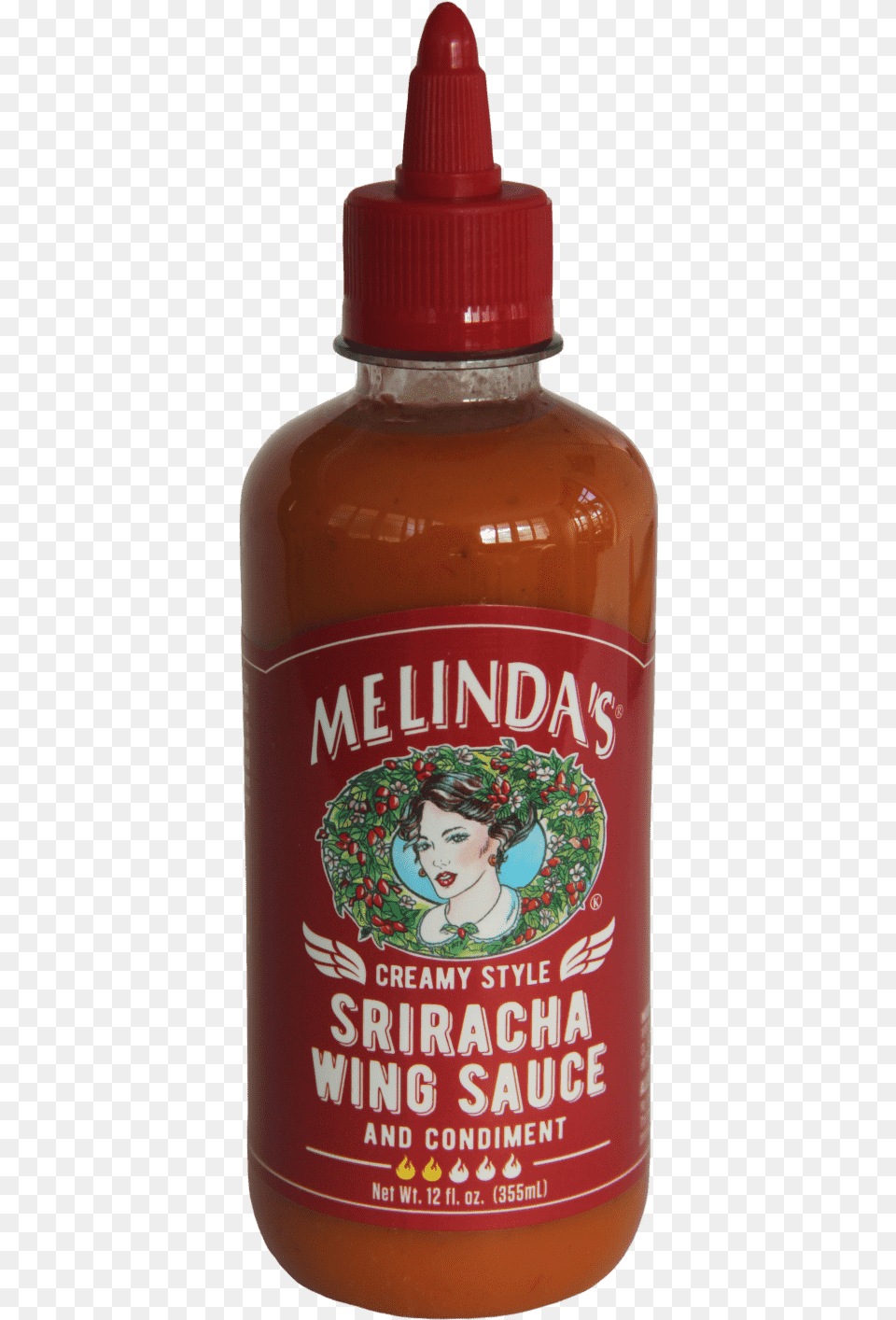 Melindas Creamy Style Sriracha Wing Sauce 355ml Bottle, Food, Ketchup, Person, Face Png