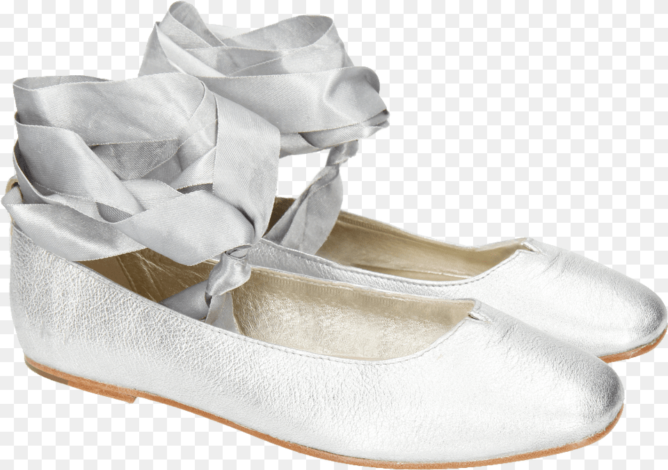 Melly 4 Talca Silver Ribbon Ballet Flat, Clothing, Footwear, Shoe, Sneaker Png Image