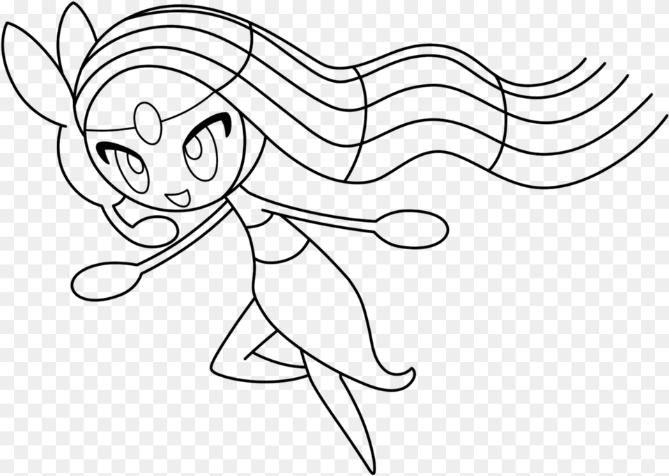 Meloetta Coloring Page, Gray Png