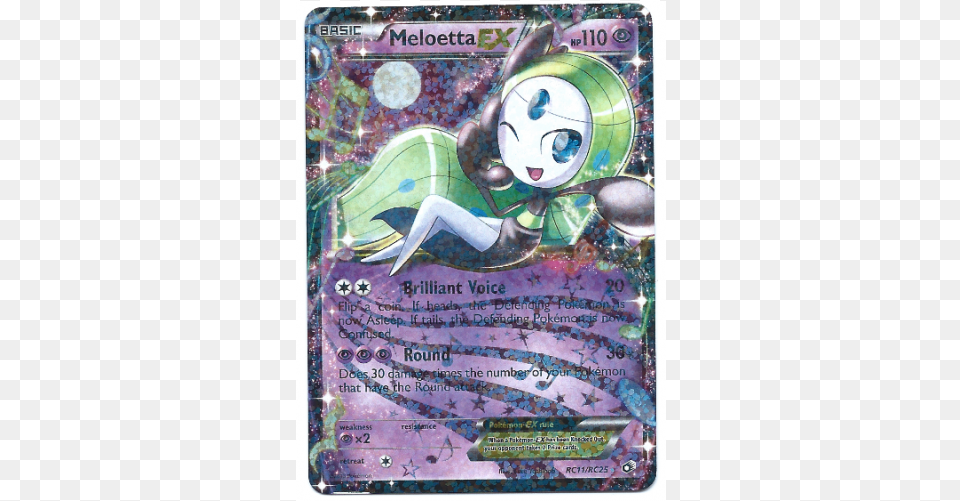 Meloetta Ex Pokemon Card Bw Legendary Treasures Radiant, Book, Publication, Text, Comics Free Png Download