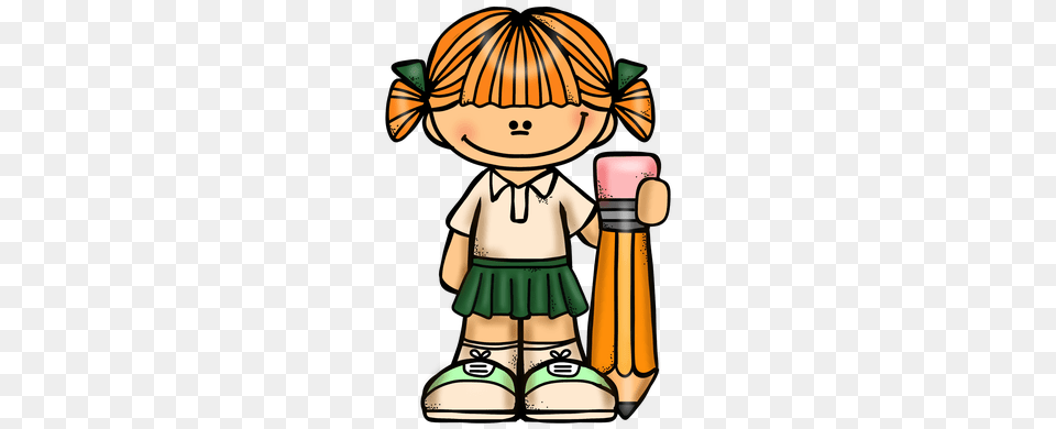 Melonheadz Girl With Sports Skirt And Pencil Kids Clipart, Baby, Person Free Png Download