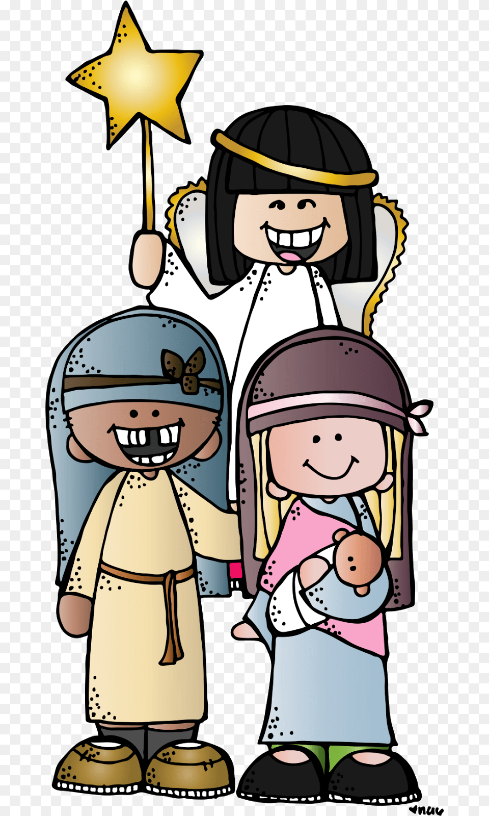 Melonheadz Nativity Clipart Christmas Day Clip Art Boy, Book, Comics, Publication, Baby Free Png