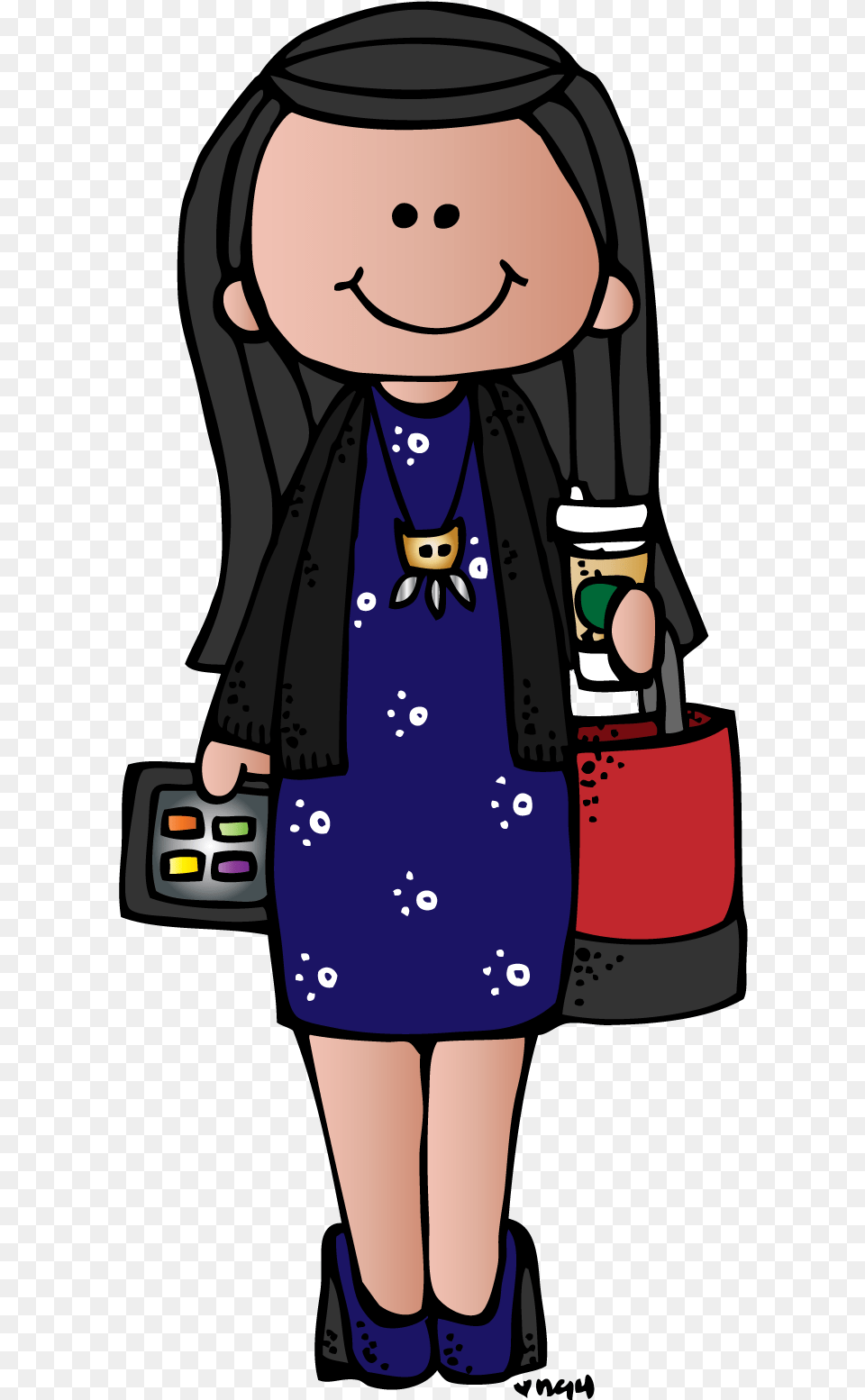 Melonheadz Teacher Teacher With Black Hair Clipart, Person, Cartoon, Face, Head Free Png