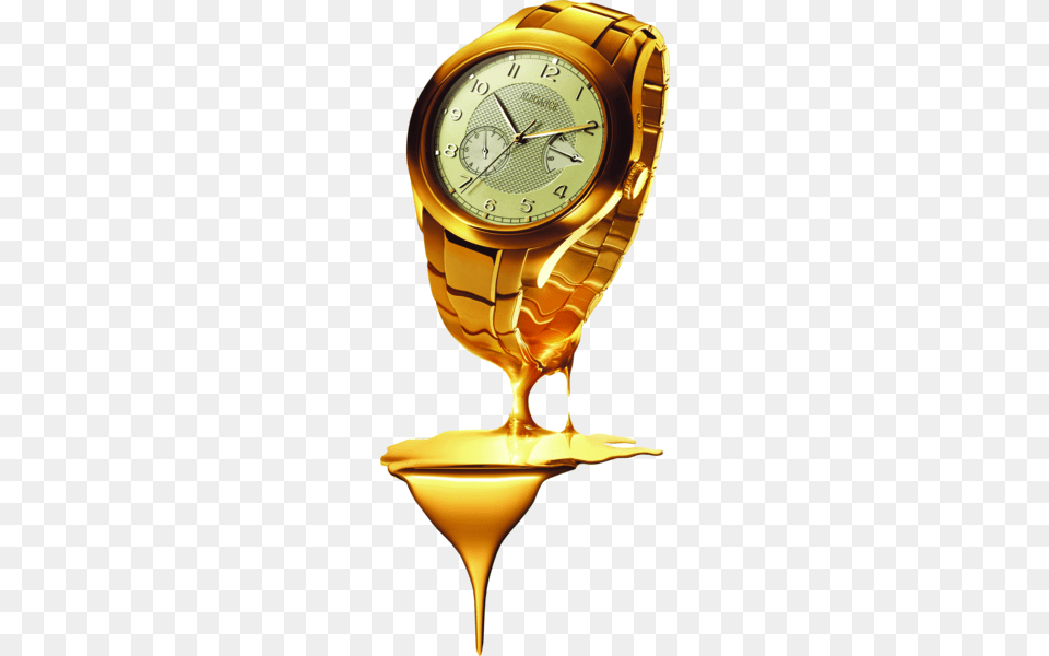 Melting Golden Watch Gold Watch Melting, Wristwatch, Arm, Body Part, Person Free Transparent Png