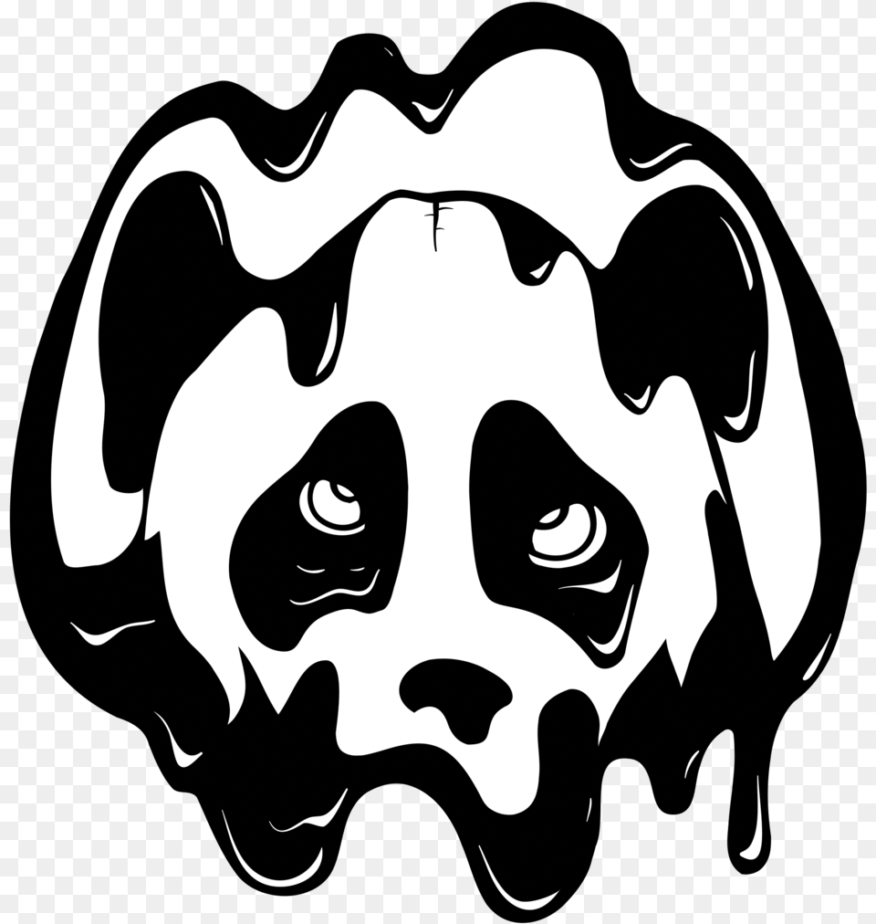 Melting Panda Face Hd, Stencil, Person, Logo, Head Png Image