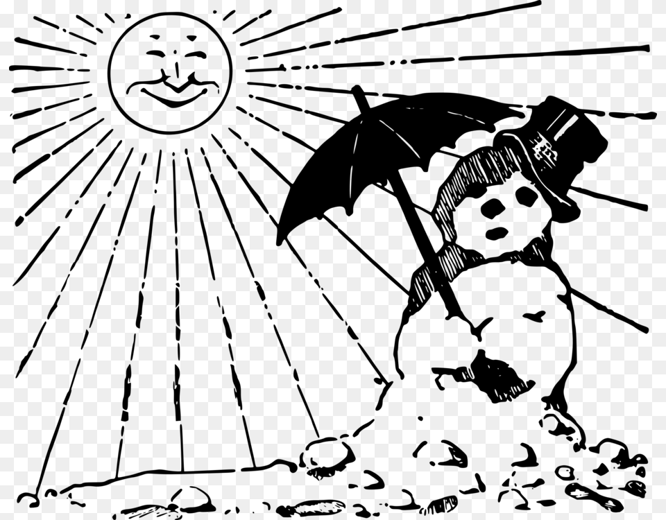 Melting Snowman Clipart Black And White, Gray Free Transparent Png