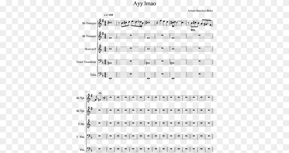 Meme Alto Sax Sheet Music, Gray Free Png Download