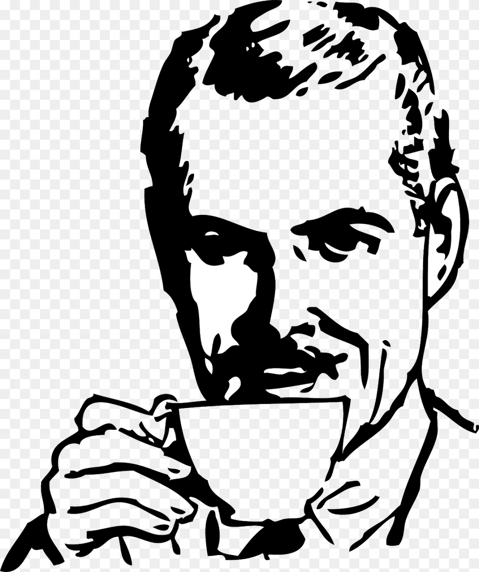 Meme Drinking Coffee, Stencil, Adult, Male, Man Free Png Download