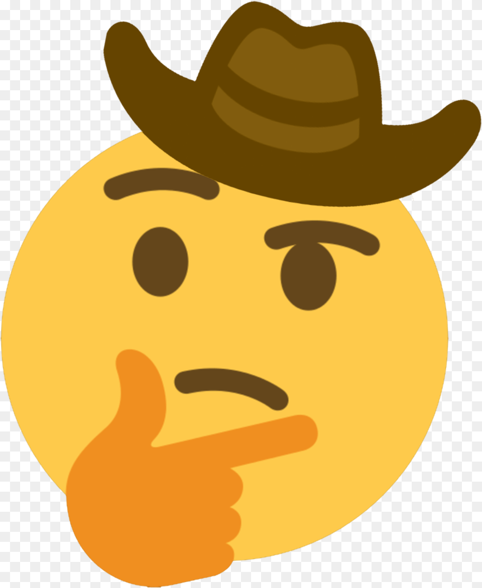 Meme Emoji Sad Cowboy Discord Cowboy Thinking Emoji, Clothing, Hat, Cowboy Hat, Outdoors Free Transparent Png