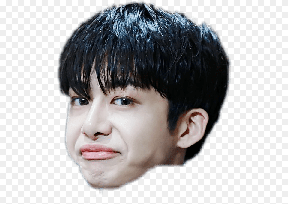 Meme Faces Monstax Hyungwon Meme, Black Hair, Face, Hair, Head Png Image