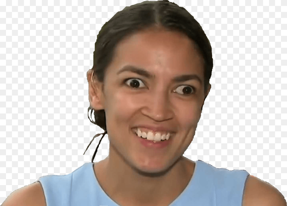 Meme Generator Image Preview Alexandria Ocasio Cortez Funny Face, Head, Smile, Happy, Person Free Png