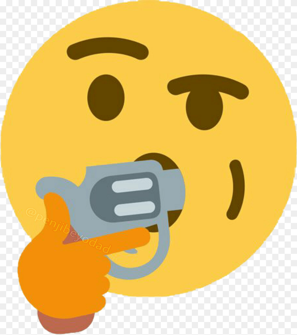Meme Memes Sticker Thinkingemoji Gun Shotmyself Emoji With Gun In Mouth, Photography Free Png