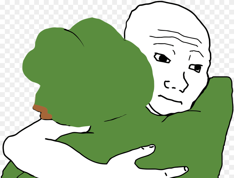 Meme Stick Together Like Glue Like Wojak And Pepe Pepe I Feel You, Green, Baby, Person, Face Png