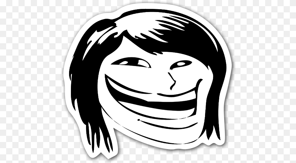 Memes Happy Hair Face Troll Sticker Girl Troll Face Meme, Stencil, Book, Comics, Publication Free Png