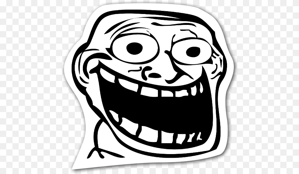 Memes Happy Rage Face Stickers Stickerapp Troll Face Laugh, Stencil, Sticker, Body Part, Mouth Free Png