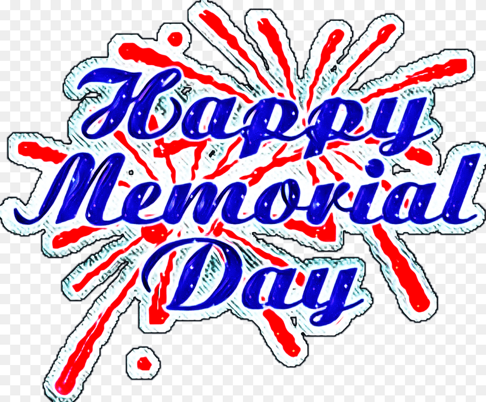 Memorialday Red White Blue Fireworks Colorful Happy Memorial Day Weekend, Sticker, Text Free Transparent Png