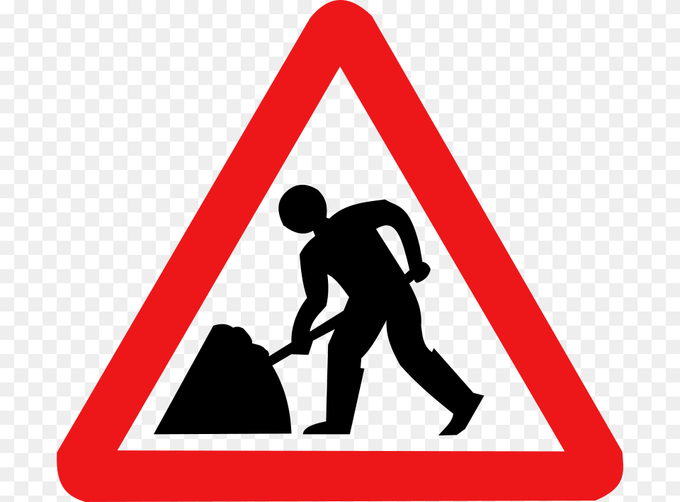 Men At Work, Sign, Symbol, Triangle, Road Sign Png Image