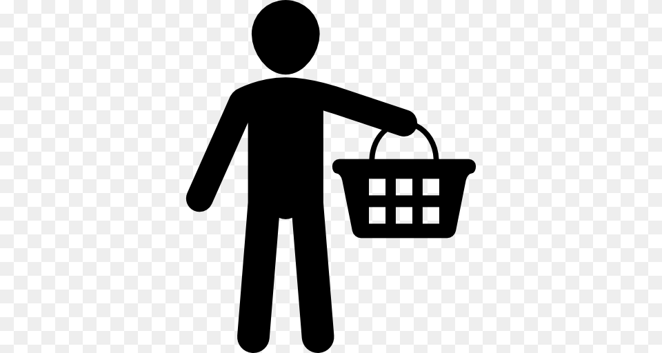 Men Clipart Grocery Shopping, Gray Png