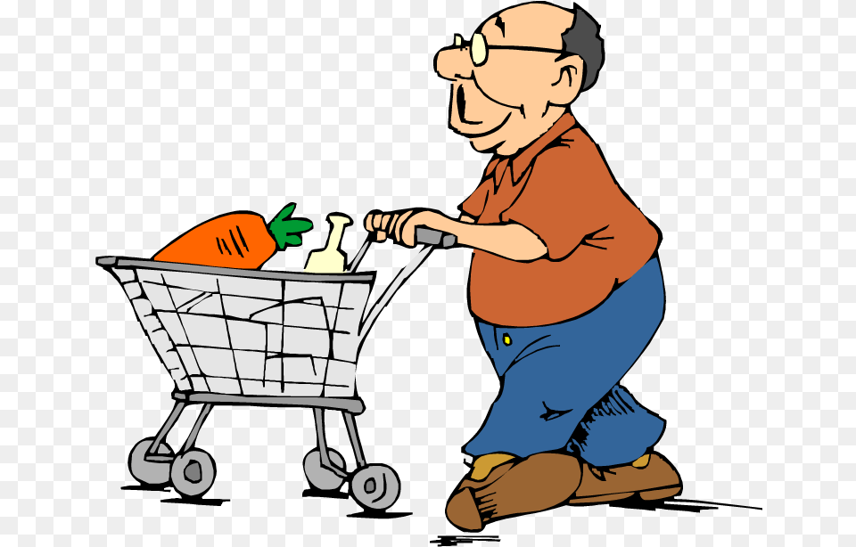 Men Clipart Grocery Shopping Pushing Shopping Cart Clipart, Person, Cleaning, Face, Head Png Image
