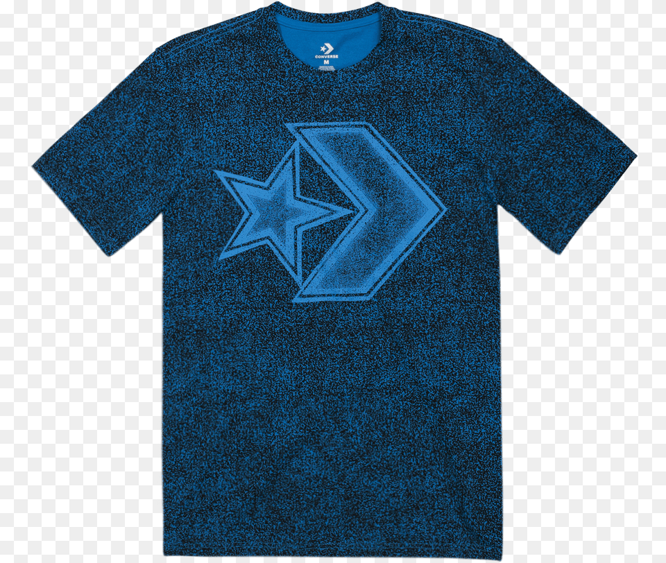 Men Converse Distressed Star Chevron T Shirt Blue Hero Active Shirt, Clothing, T-shirt, Symbol Png Image