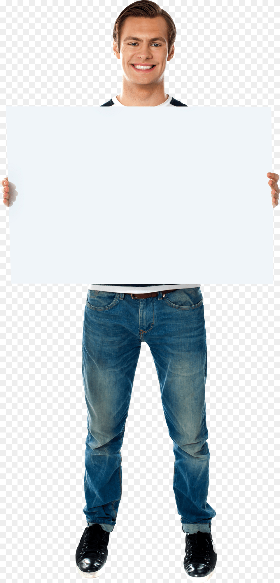 Men Holding Banner Commercial Use Image Holding A Banner, White Board, Clothing, Pants, Jeans Png