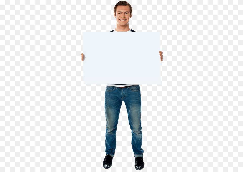 Men Holding Banner Images Holding A Banner, White Board, Pants, Clothing, Long Sleeve Png Image