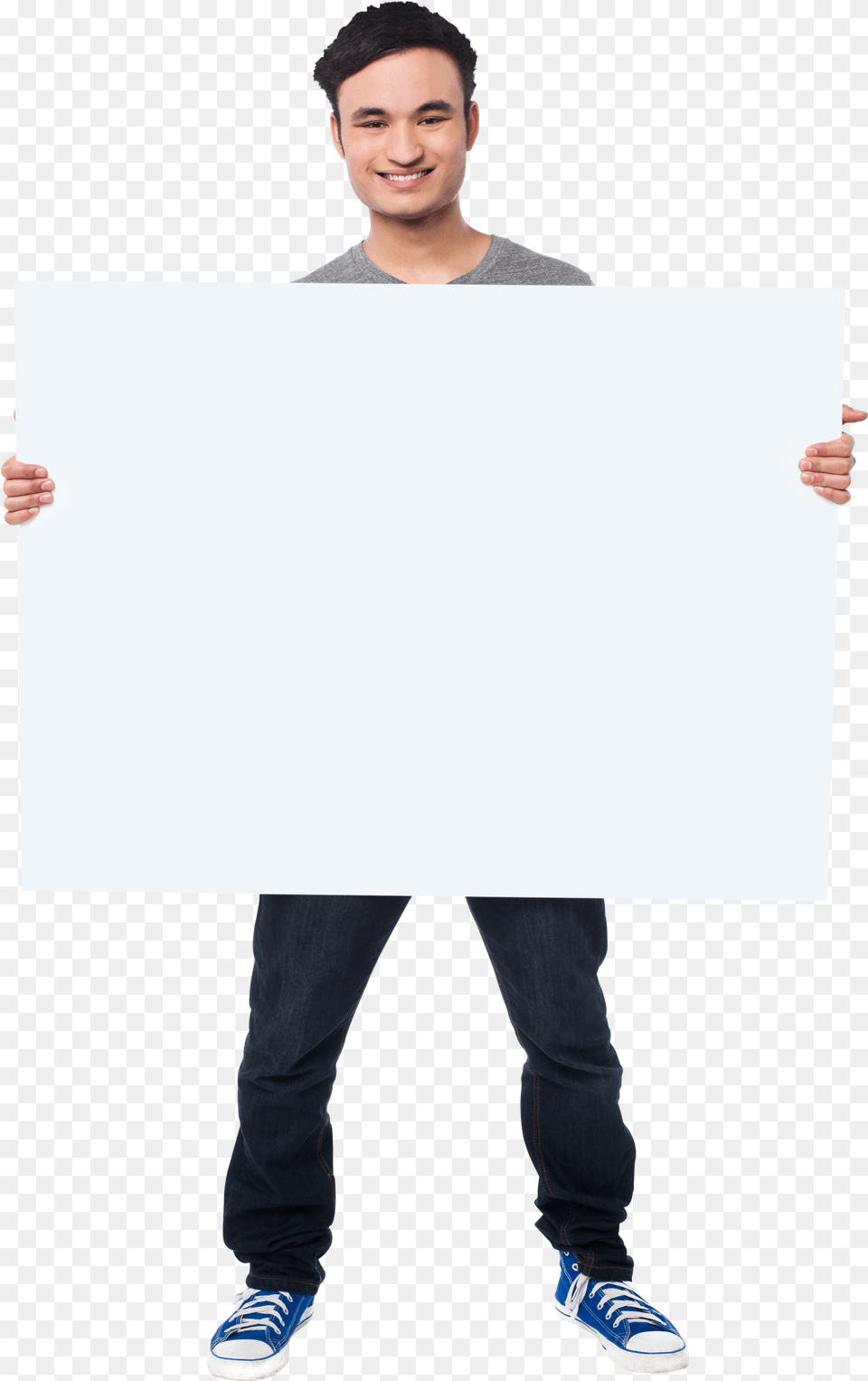 Men Holding Banner Photo Man Holding Banner, White Board, Shoe, Clothing, Long Sleeve Free Transparent Png