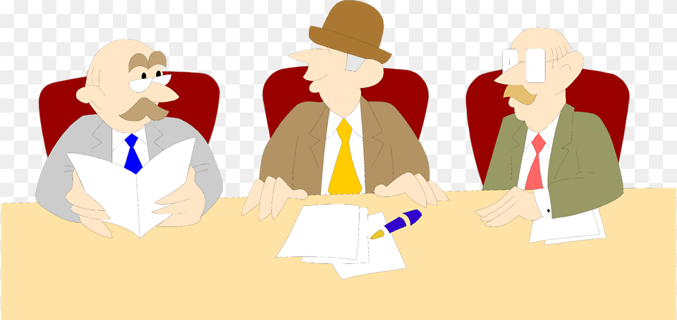 Men In Meeting Cartoon, Person, Conversation, People, Interview Png