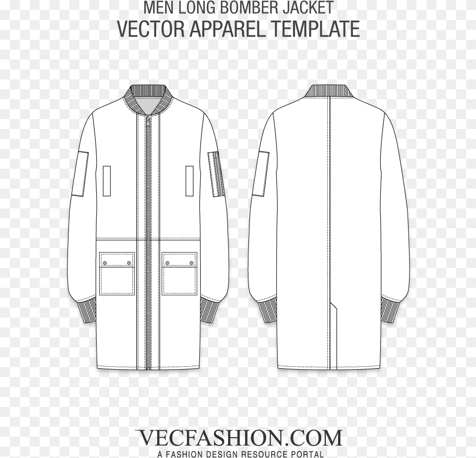Men Long Bomber Jacket Templateclass Lazyload Lazyload Jacket Vector, Clothing, Coat, Lab Coat, Shirt Free Png