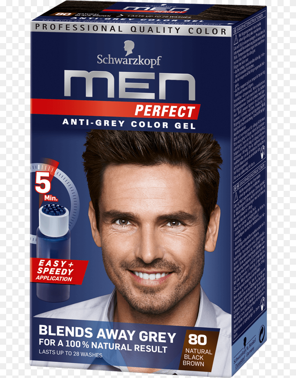 Men Perfect Com Anti Grey Color Gel 80 Natural Black Schwarzkopf Men39s Hair Products, Adult, Male, Man, Person Png Image