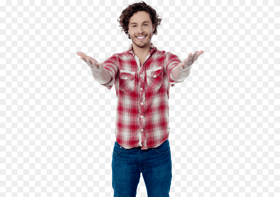 Men Pointing Front Images Transparent Happy Man Shirt, Clothing, Head, Face Free Png Download