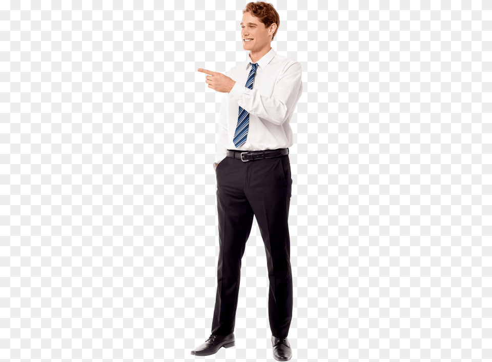 Men Pointing Left Images Standing, Accessories, Shirt, Pants, Tie Free Png