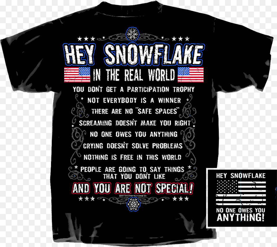 Men S Black Snowflake T Shirt Active Shirt, Clothing, T-shirt Free Transparent Png