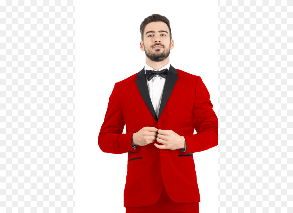 Men S Button Tuxedo Man Red Suit, Clothing, Formal Wear, Tie, Person Png Image