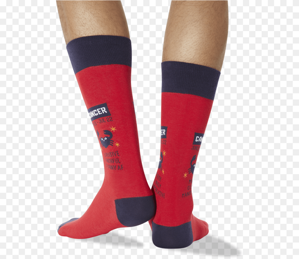 Men S Cancer Zodiac Socks Red Back Of Legclass Slick Hockey Sock, Clothing, Hosiery Free Png
