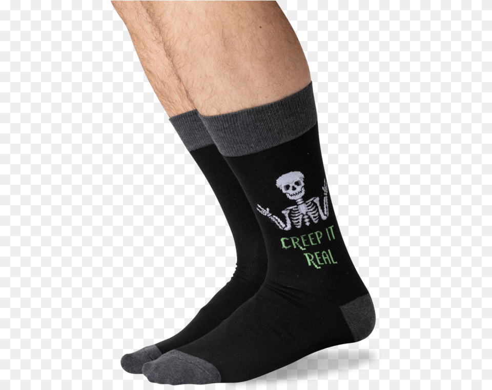 Men S Creep It Real Socks In Black Frontclass Slick, Clothing, Hosiery, Sock Free Transparent Png