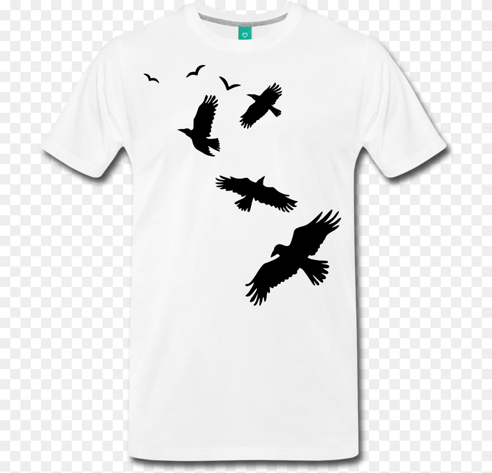 Men S Flying Crows 100 Cotton T Shirt Loggerhead Shrike, Animal, Bird, Clothing, T-shirt Png Image
